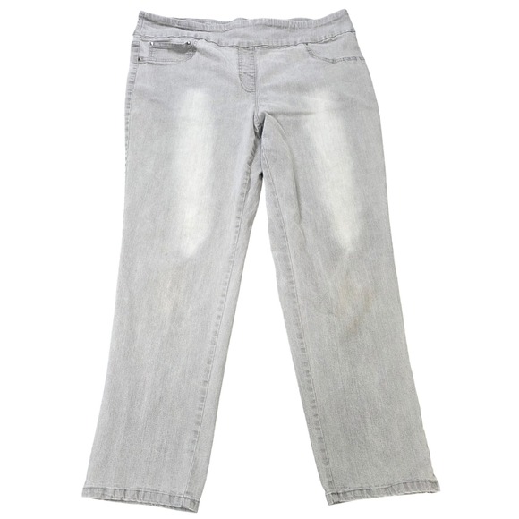 Ruby Rd. Denim - Ruby Rd Pull On‎ Straight Leg Jeans 
Women's Size 16 Gray Stretch Denim Casual